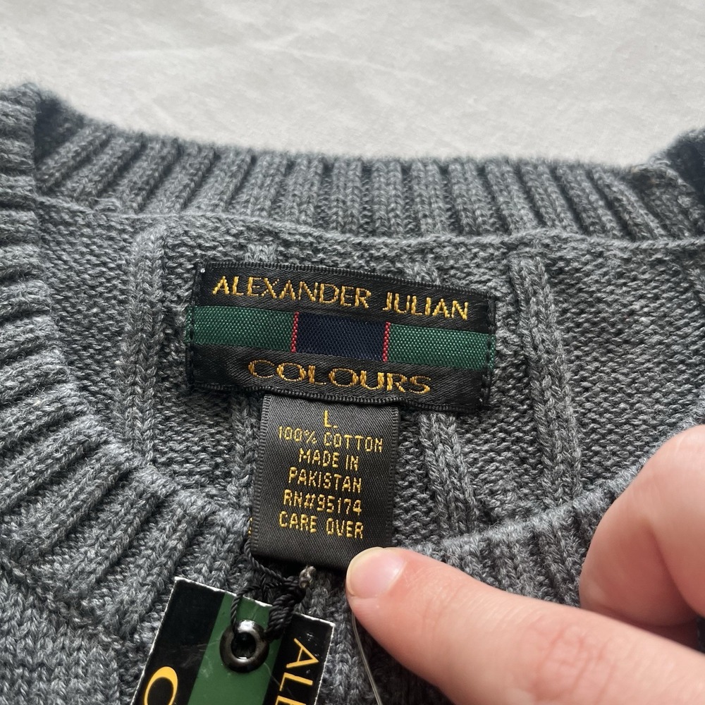 NWT Vintage Colours by Alexander Julian Sweater Mens Large Chunky Knit 90s - Picture 2 of 6